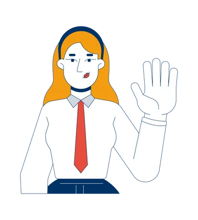 Businesswoman waving hand  Illustration