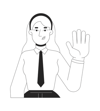 Businesswoman waving hand  Illustration