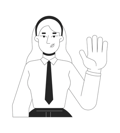 Businesswoman waving hand  Illustration