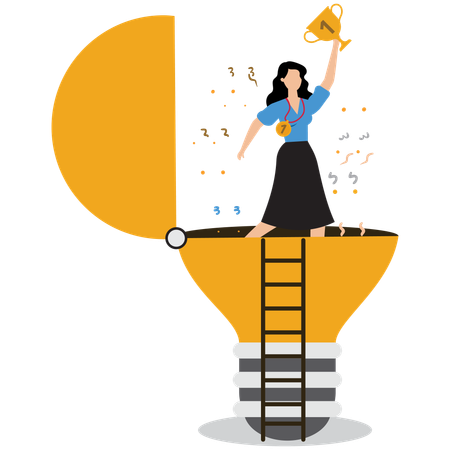 Businesswoman winning business idea  Illustration