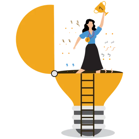 Businesswoman winning business idea  Illustration