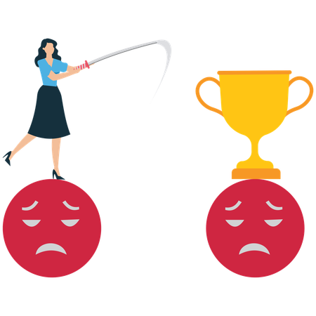 Businesswoman winning Despite Emotional Pain  Illustration