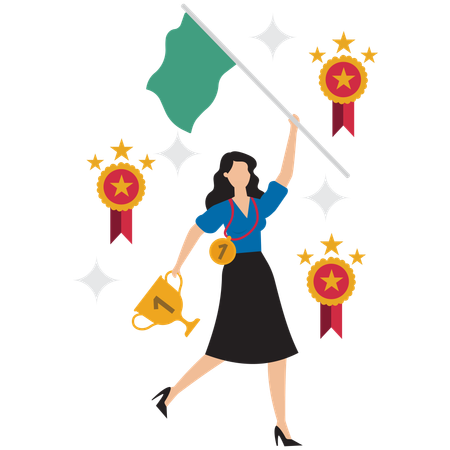 Businesswoman wins Employee of the month award  Illustration