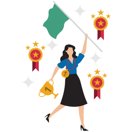 Businesswoman wins Employee of the month award  Illustration