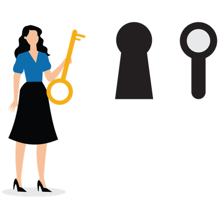 Businesswoman showing Decision and opportunity  Illustration