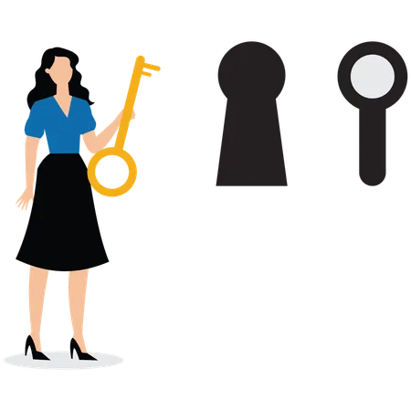Businesswoman showing Decision and opportunity  Illustration