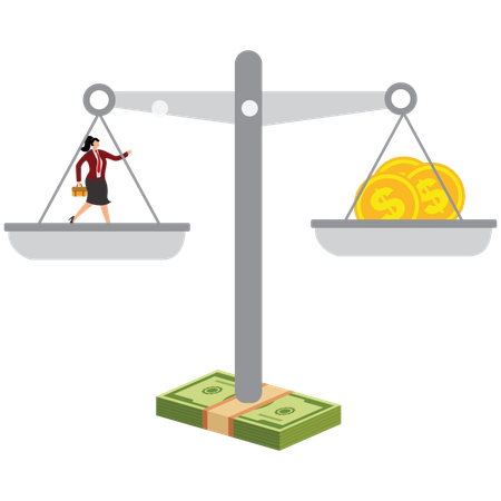 Businesswoman with balance scale  Illustration