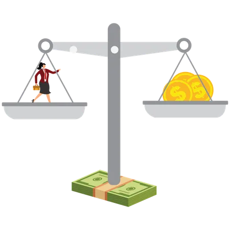 Businesswoman with balance scale  Illustration