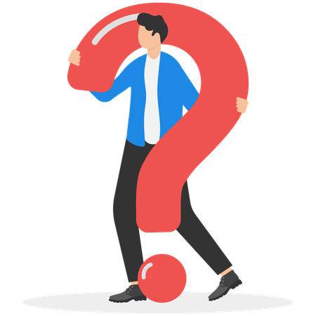 Businesswoman with big question mark  Illustration