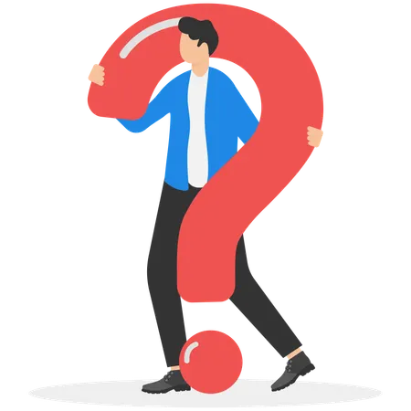 Businesswoman with big question mark  Illustration