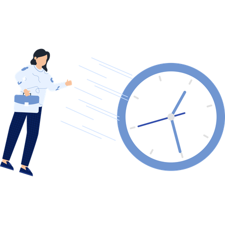 Businesswoman with Briefcase and Clock Deadline  Illustration