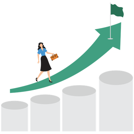 Businesswoman with business graph success  Illustration