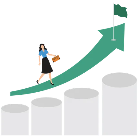 Businesswoman with business graph success  Illustration