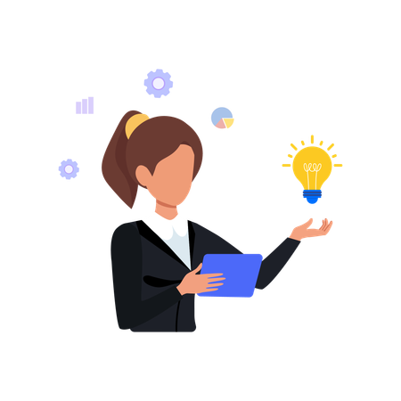 Businesswoman with business idea  Illustration