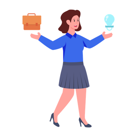 Businesswoman with business idea Illustration