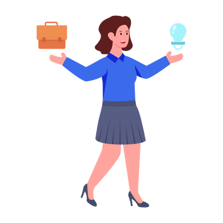 Businesswoman with business idea  Illustration