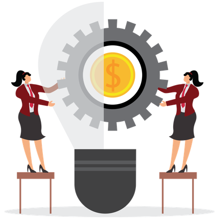 Businesswoman with Business innovation  Illustration