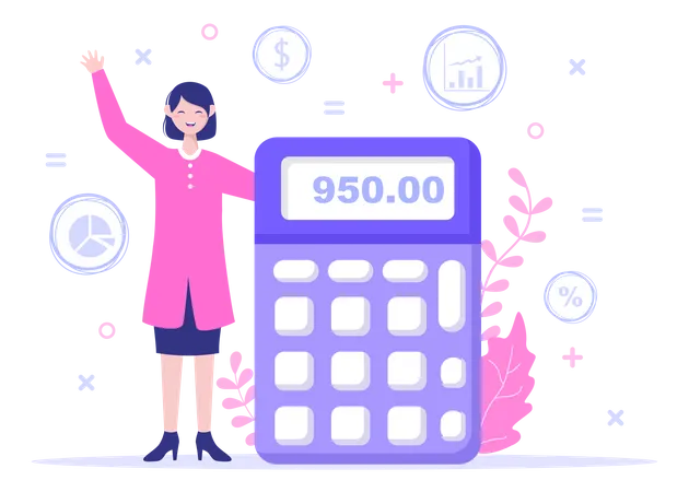 Businesswoman with calculator Illustration