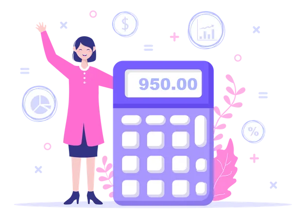 Businesswoman with calculator  Illustration