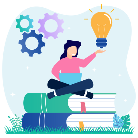 Businesswoman with creative business idea  Illustration