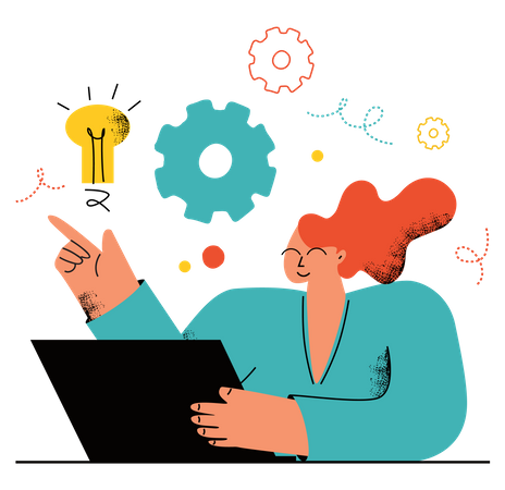 Businesswoman with creative idea  Illustration