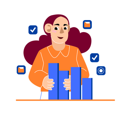 Businesswoman with Data Bars  Illustration