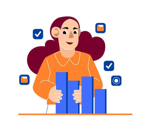 Businesswoman with Data Bars  Illustration