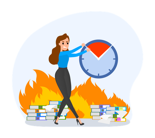 Businesswoman With Deadline  Illustration