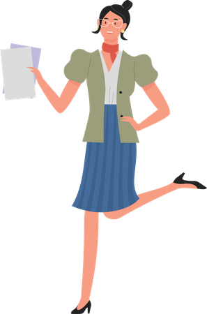 Businesswoman with document  Illustration