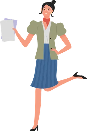 Businesswoman with document  Illustration