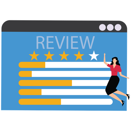 Businesswoman with excellent customer satisfaction dashboard  Illustration