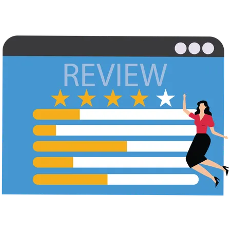 Businesswoman with excellent customer satisfaction dashboard  Illustration