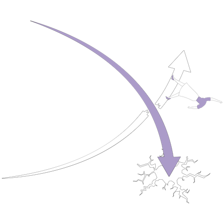 Businesswoman with Falling arrow destroys rising arrow  Illustration