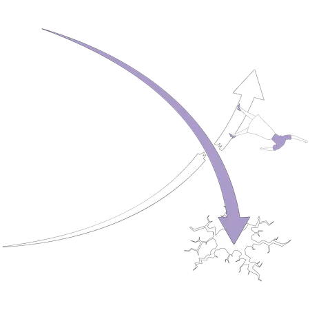 Businesswoman with Falling arrow destroys rising arrow  Illustration