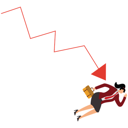 Businesswoman with falling graph  Illustration