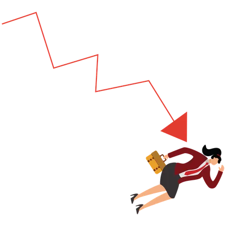 Businesswoman with falling graph  Illustration