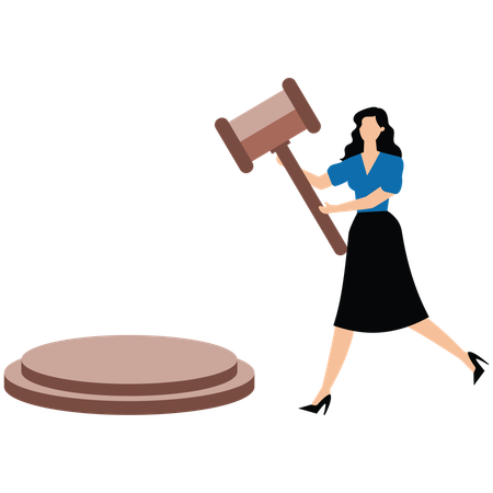 Businesswoman with gavel ready to strike  Illustration