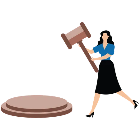 Businesswoman with gavel ready to strike  Illustration