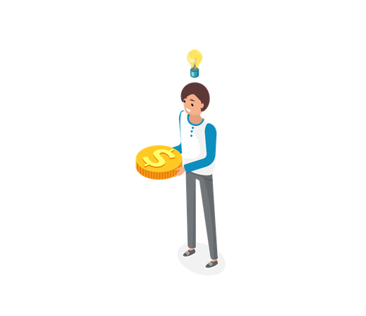 Businesswoman With Golden Coin  일러스트레이션
