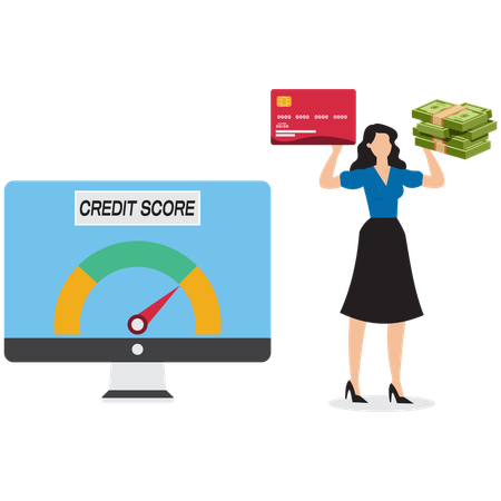 Businesswoman with good credit score  Illustration