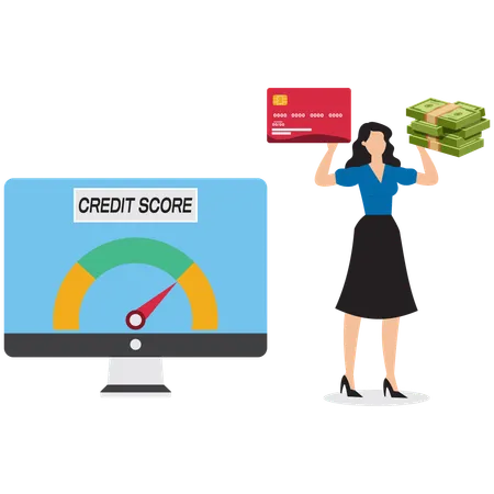 Businesswoman with good credit score  Illustration