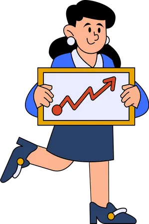 Businesswoman with growth chart  イラスト