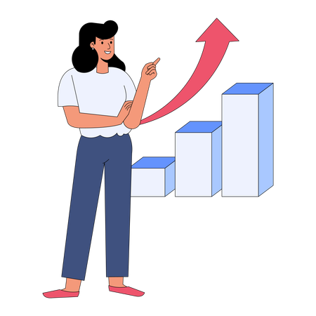 Businesswoman with growth strategy  Illustration