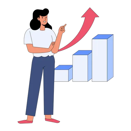 Businesswoman with growth strategy  Illustration