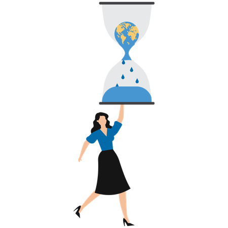 Businesswoman with hourglass  Illustration