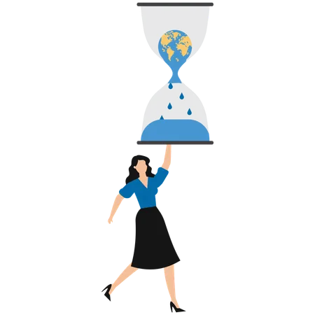 Businesswoman with hourglass  Illustration