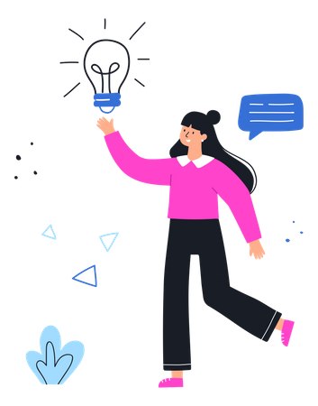 Businesswoman with idea  Illustration
