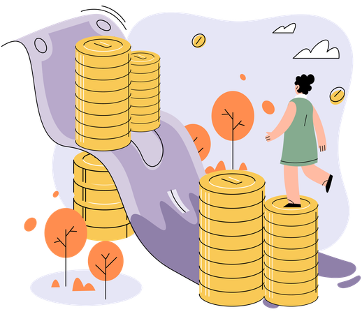Businesswoman with investment money  Illustration