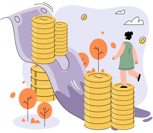 Businesswoman with investment money  Illustration