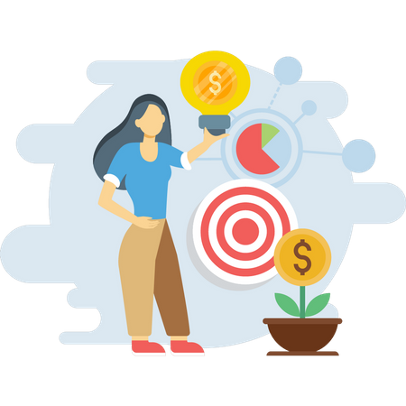 Businesswoman with investment strategy Illustration